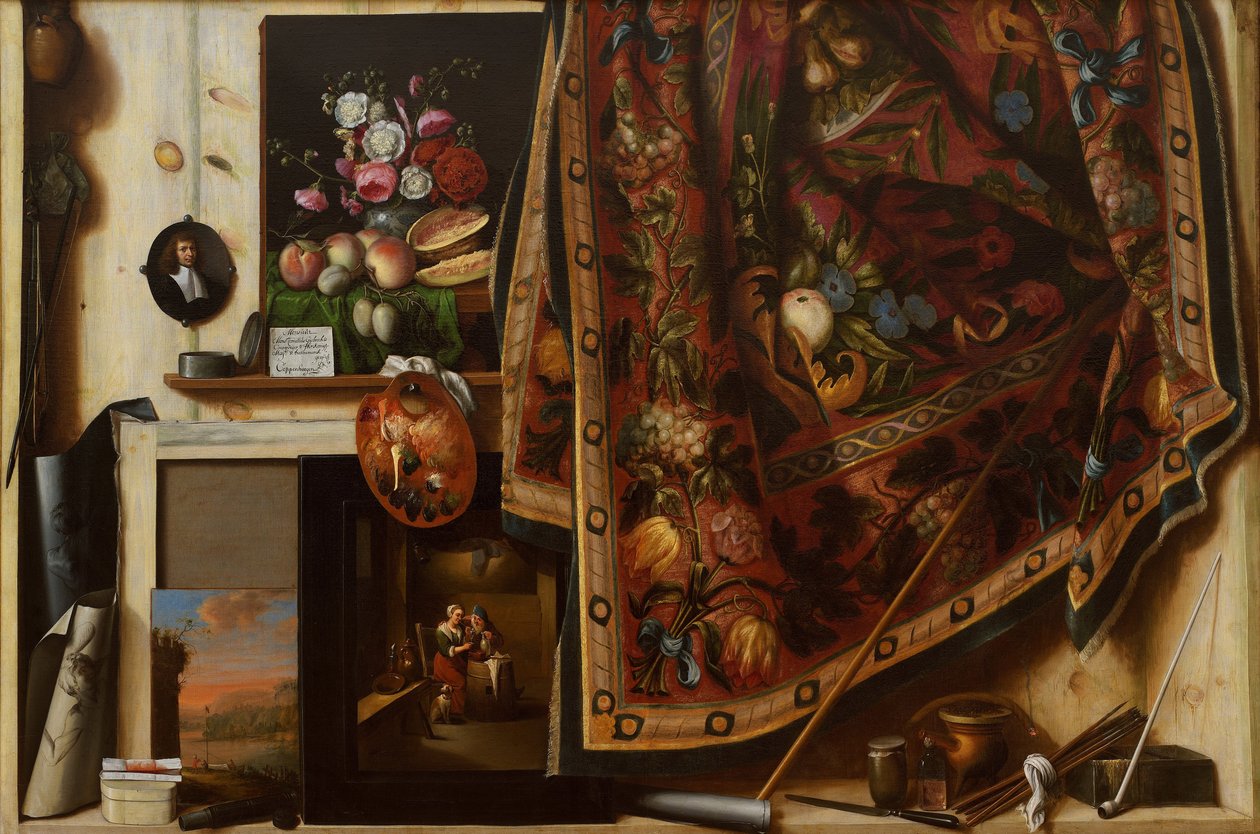 Trompe loeil. Szekrény a Művészstúdióban, 1671 alkotó: Cornelis Norbertus Gijsbrechts