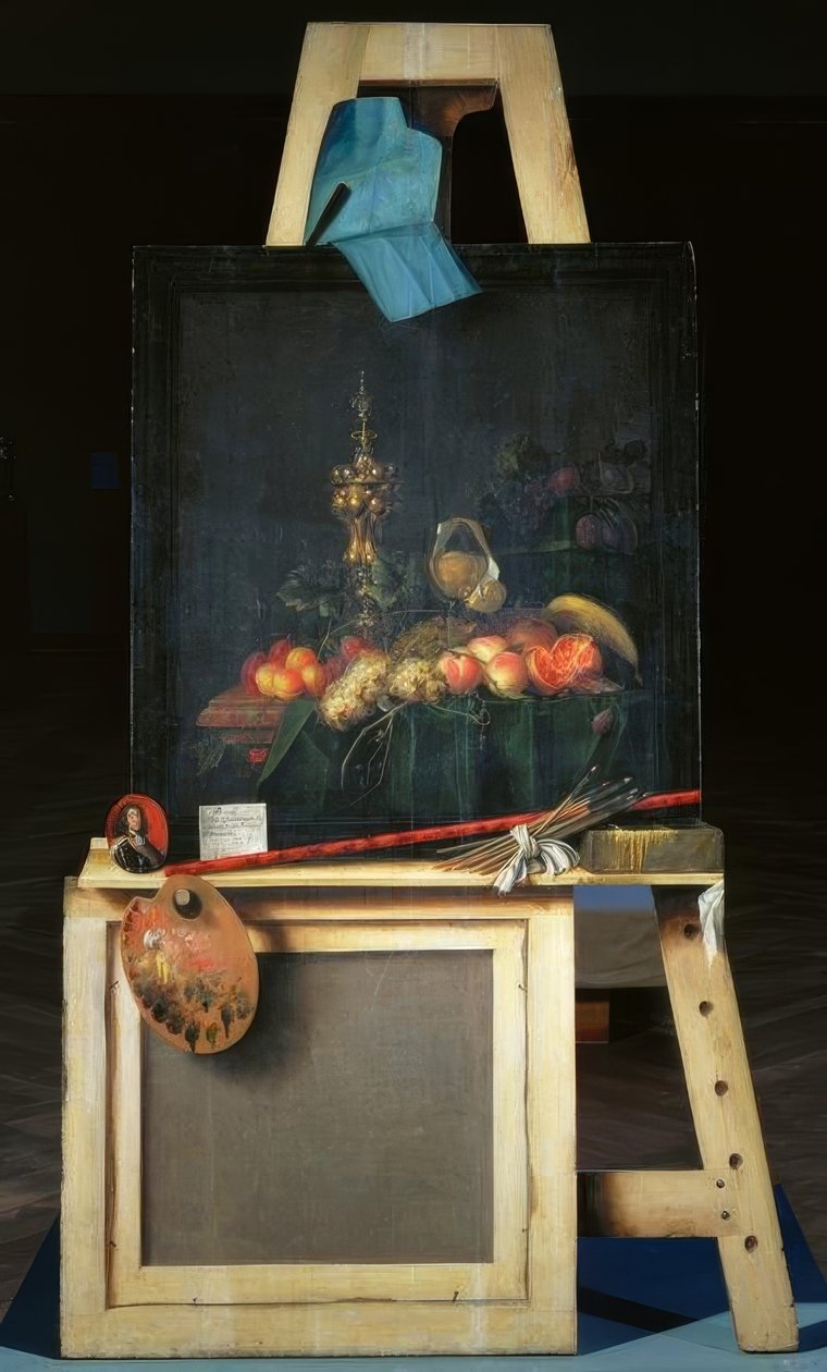 Festő festőállvány gyümölcscsendélettel alkotó: Cornelis Norbertus Gysbrechts
