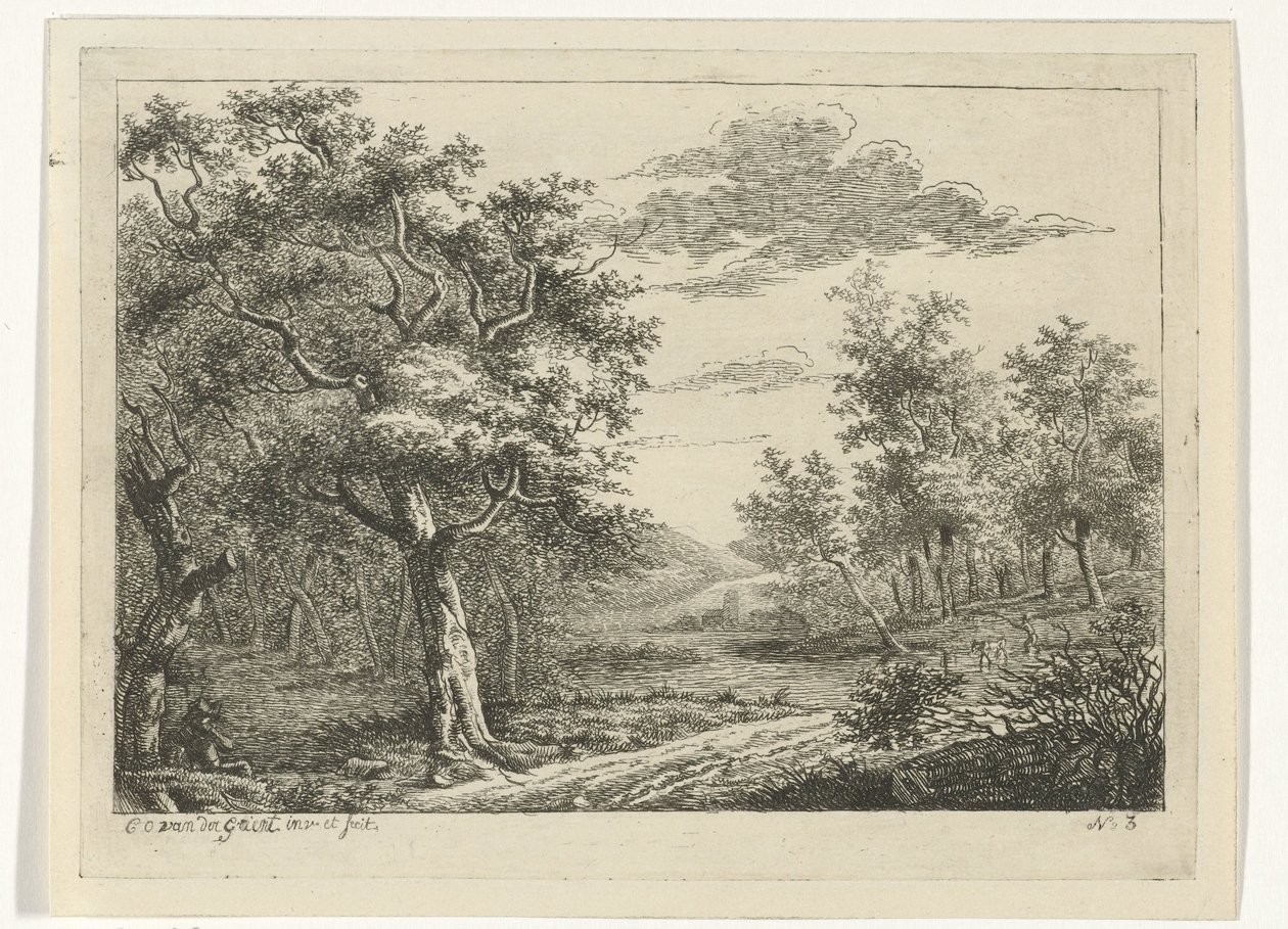Táj figurákkal és szarvasmarhákkal Tájak szarvasmarhákkal (sorozat címe) alkotó: Cornelis Ouboter van der Griendt
