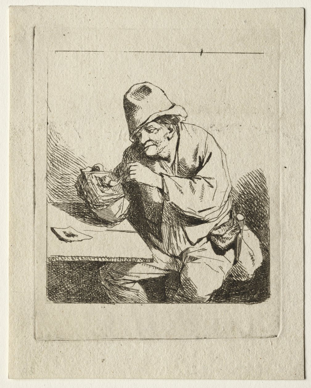 Pipáját gyújtó paraszt, 1600-as évek közepe. alkotó: Cornelis Pietersz Bega