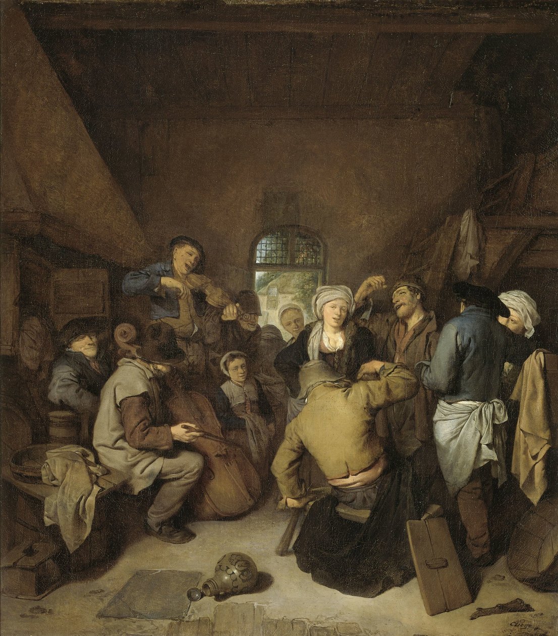 Parasztok zenélnek és táncolnak alkotó: Cornelis Pietersz. Bega