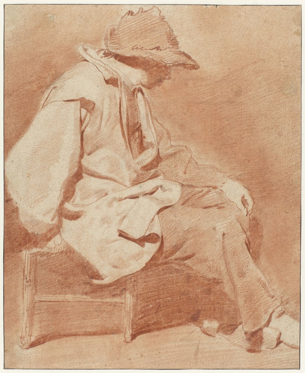 Ülő férfi sapkát viselő, bal kezével a térdén, jobbra néz alkotó: Cornelis Pietersz. Bega