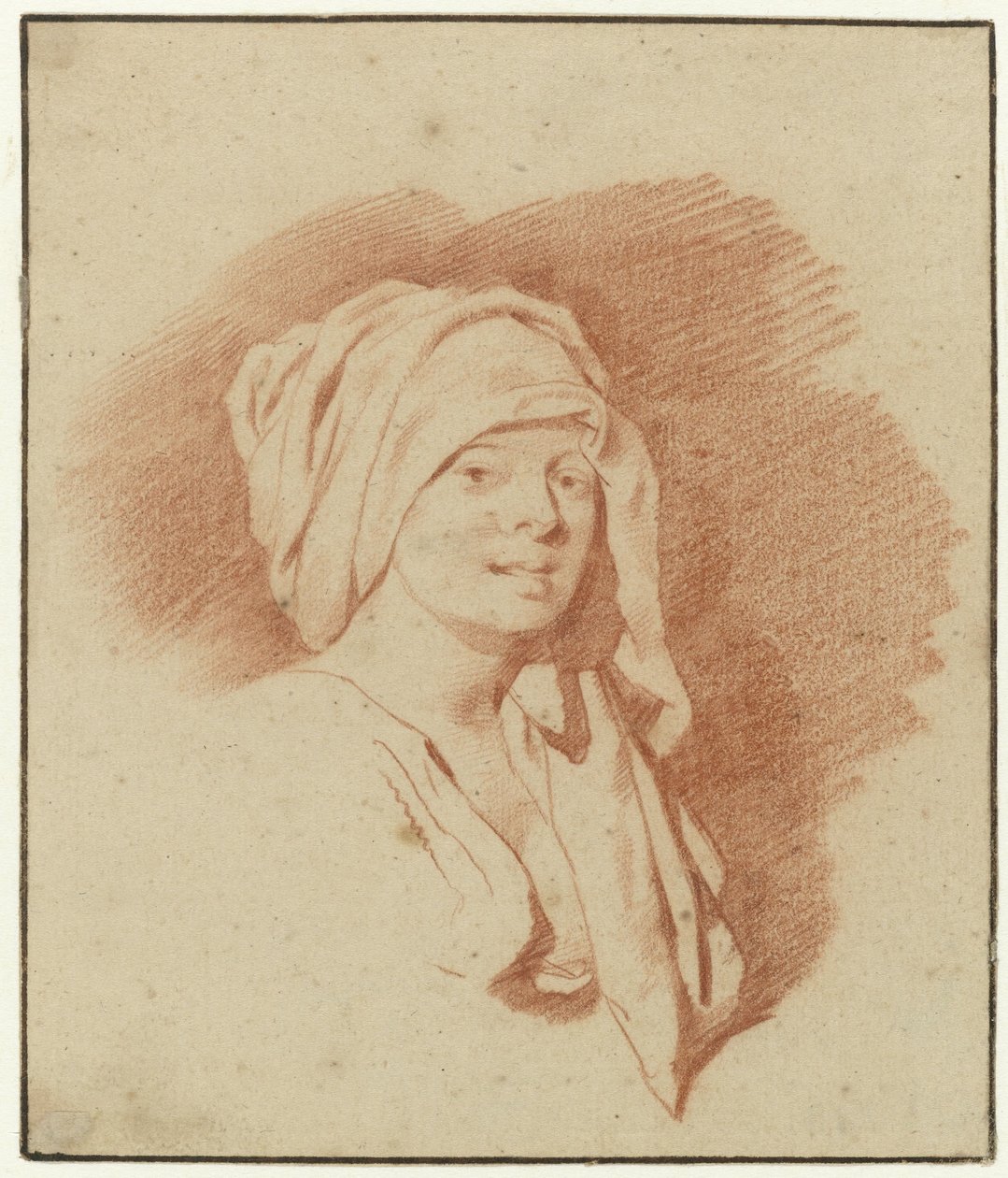 Tanulmány egy nőről, mellhossz, fejdísz, jobbra néz alkotó: Cornelis Pietersz. Bega
