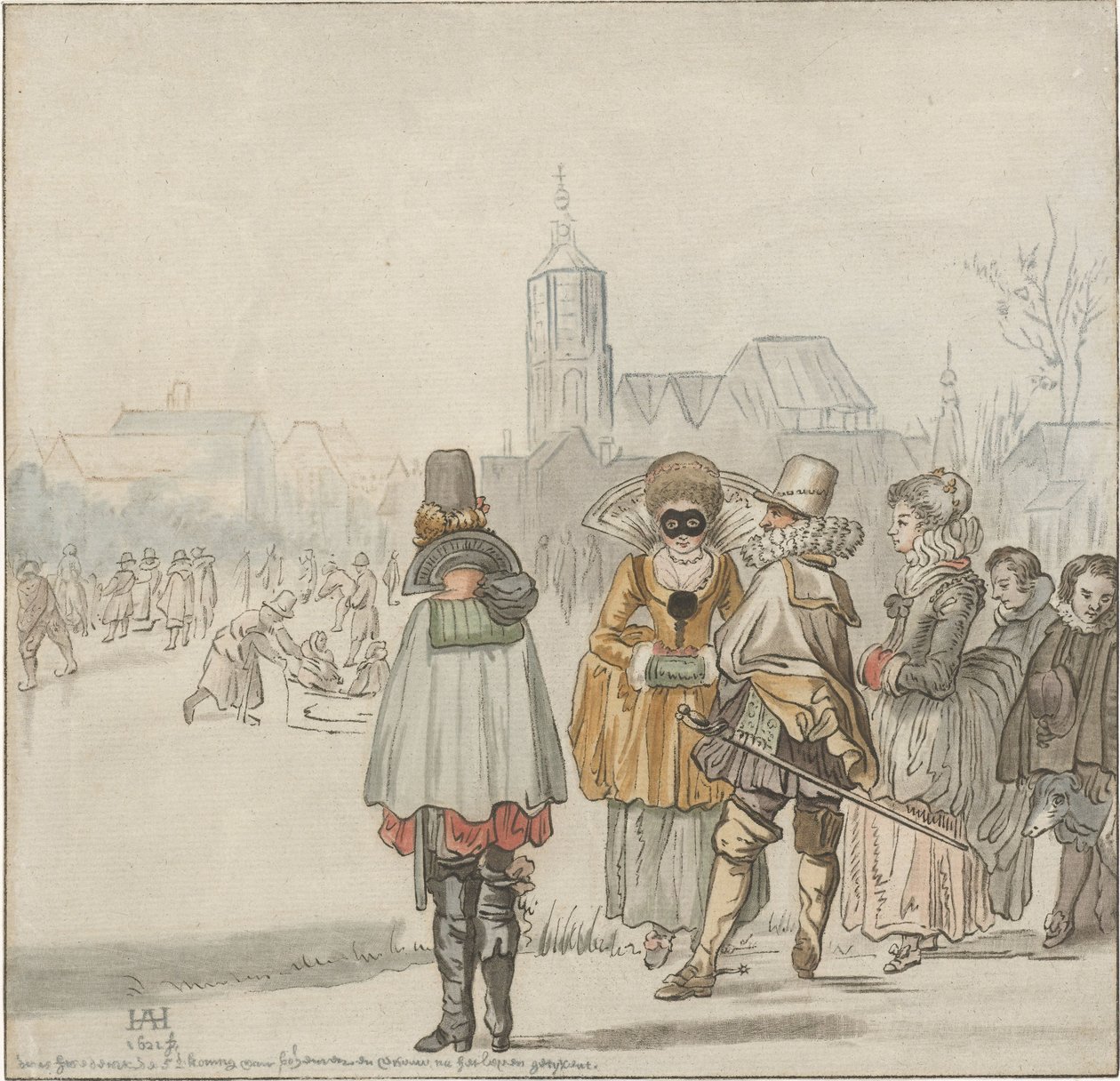Elegáns társaság a jégen alkotó: Cornelis Ploos van Amstel (signed by artist)