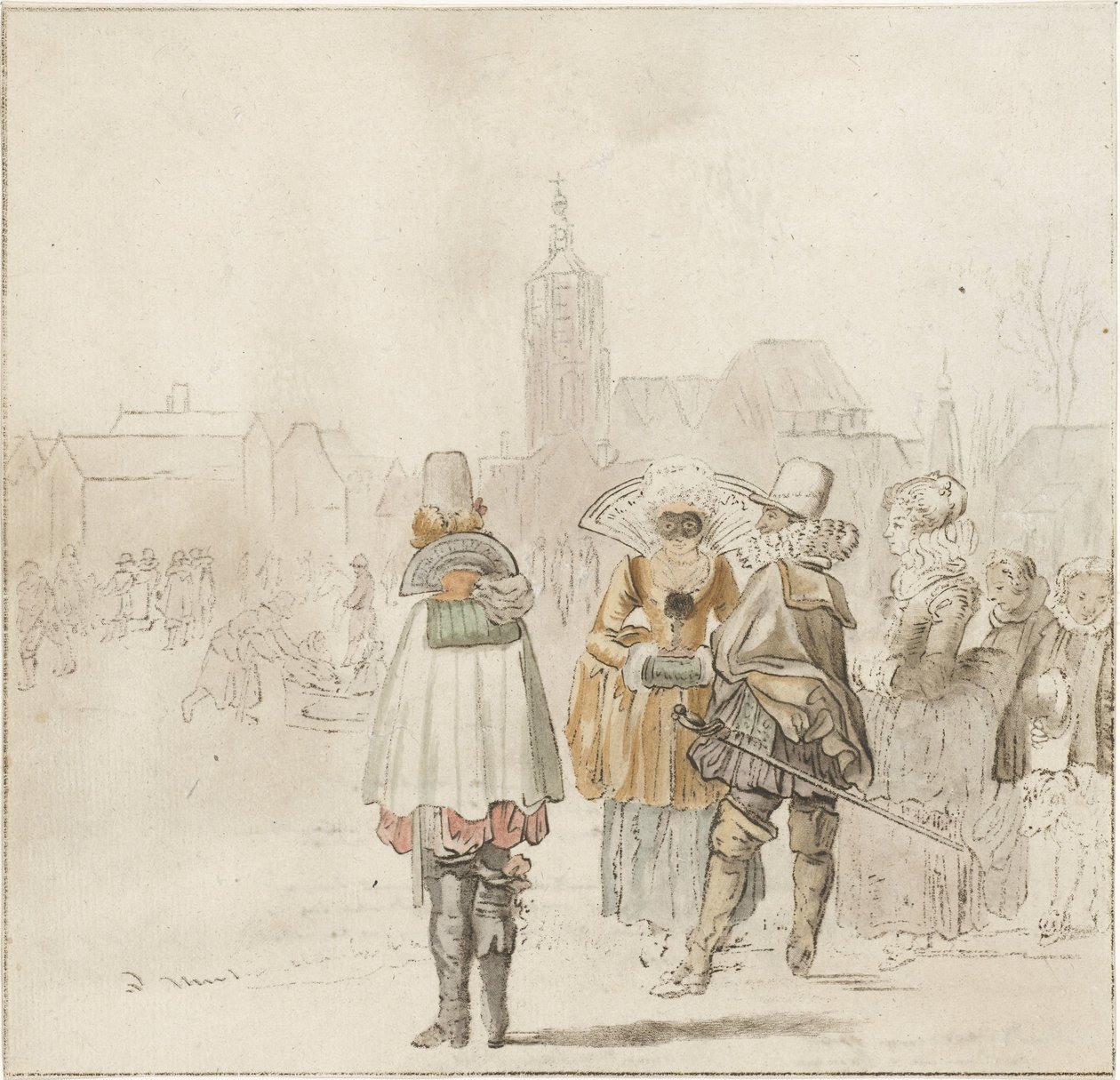 Elegáns társaság a jégen alkotó: Cornelis Ploos van Amstel (signed by artist)