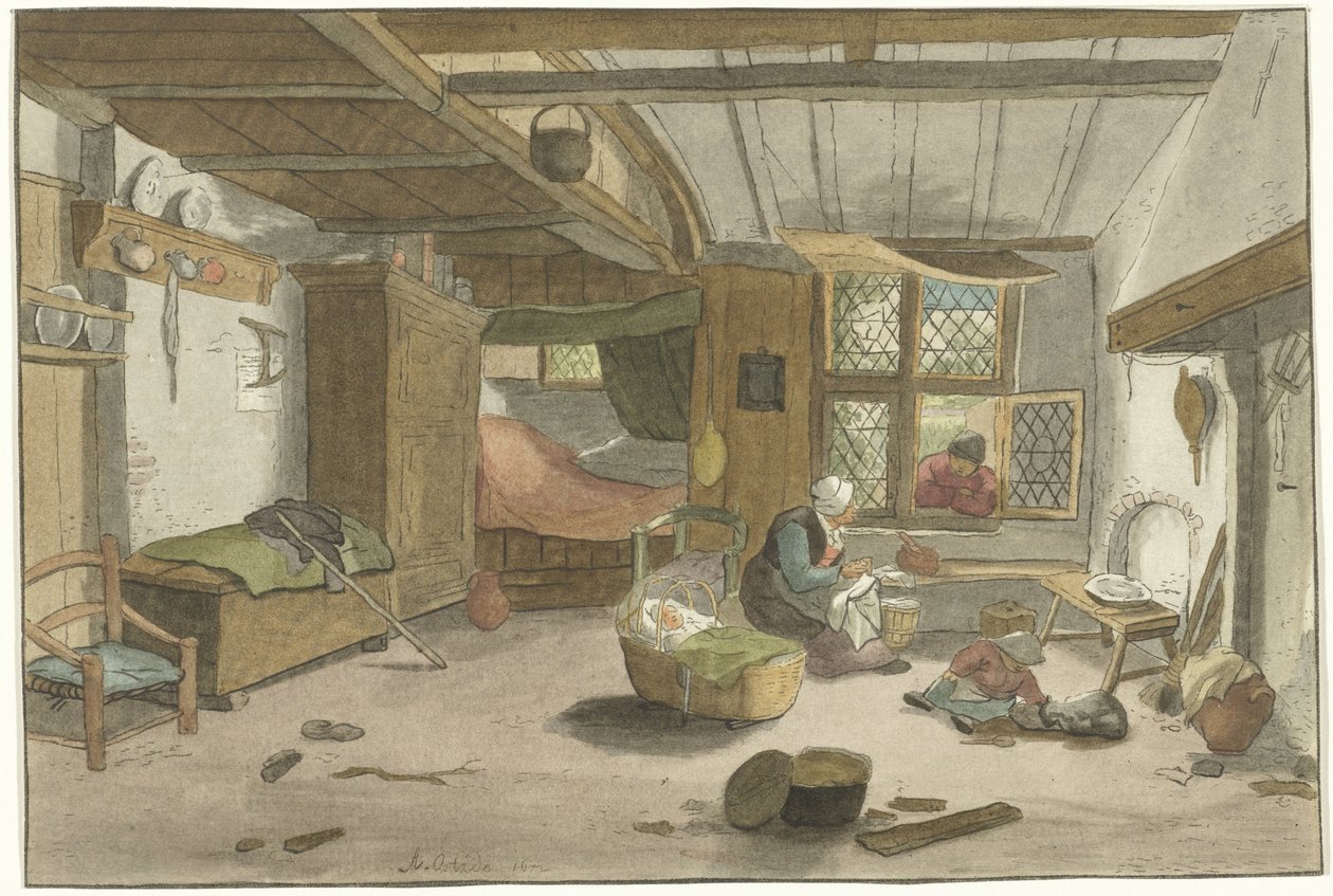 Belső nő a kiságyban alkotó: Cornelis Ploos van Amstel (signed by artist)