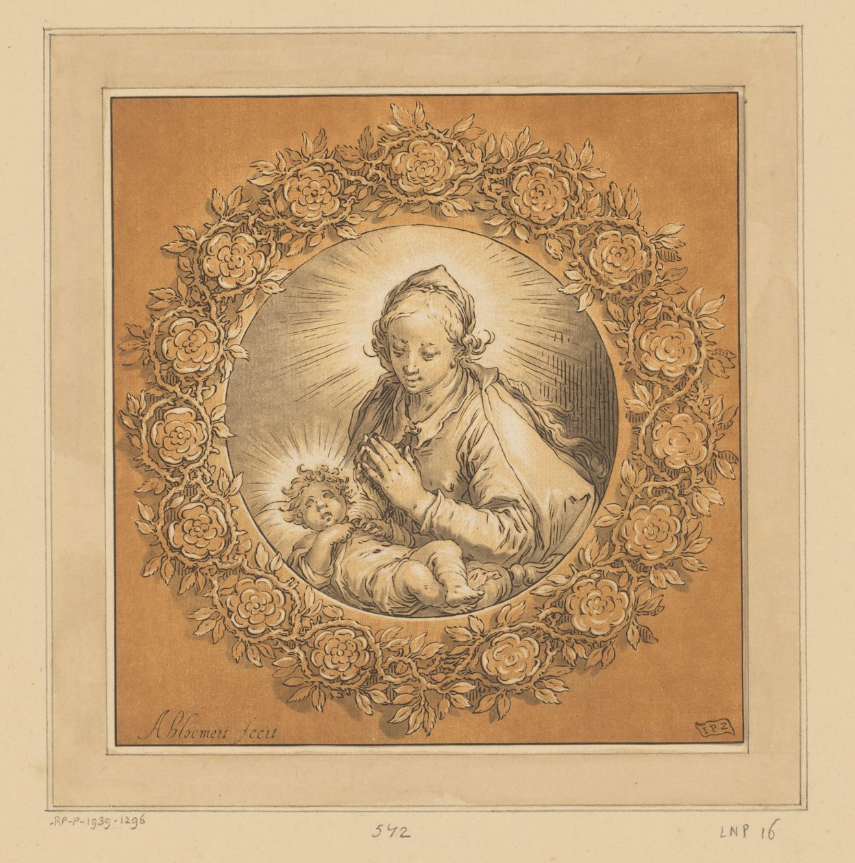 Mária Krisztus gyermekével alkotó: Cornelis Ploos van Amstel (signed by artist)