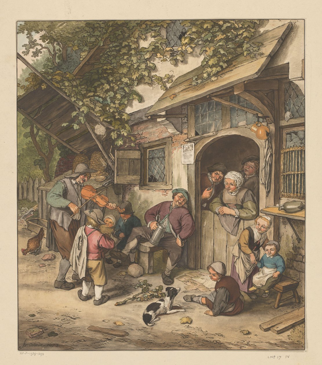 Hegedűs egy fogadó előtt alkotó: Cornelis Ploos van Amstel (signed by artist)
