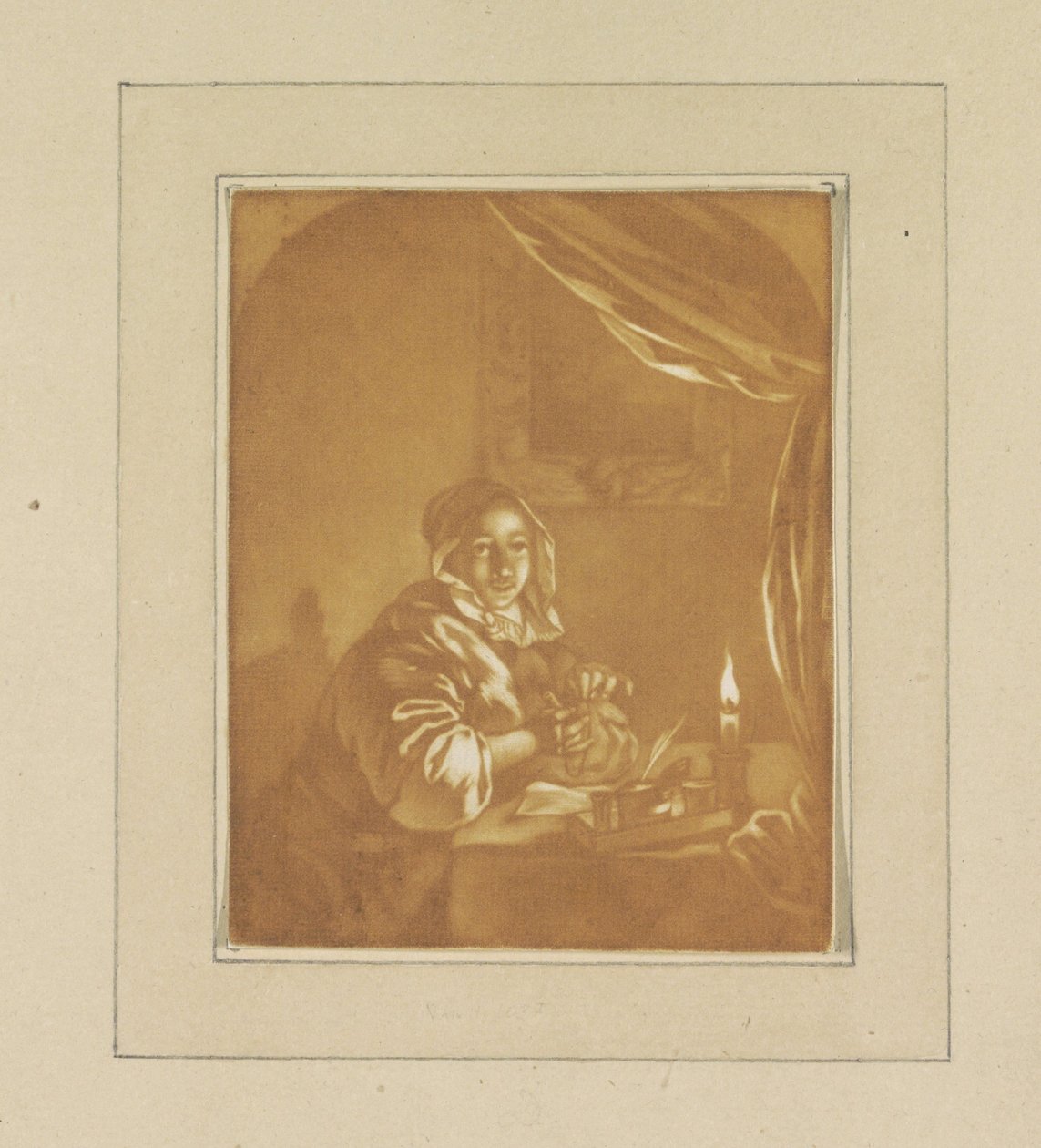 Hölgy gyertyafénynél alkotó: Cornelis Ploos van Amstel