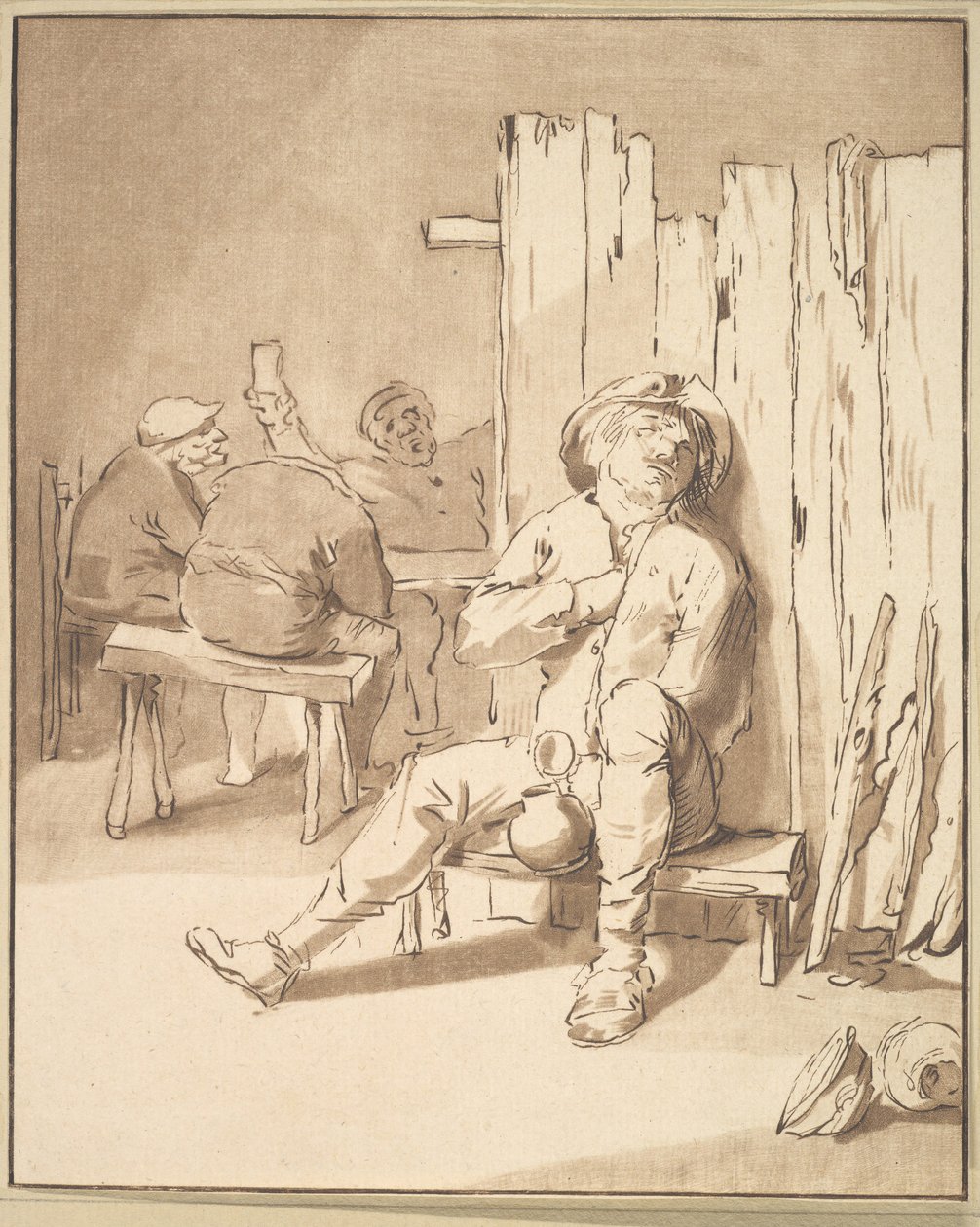Részeg gazda egy fogadóban, 1775. alkotó: Cornelis Ploos van Amstel
