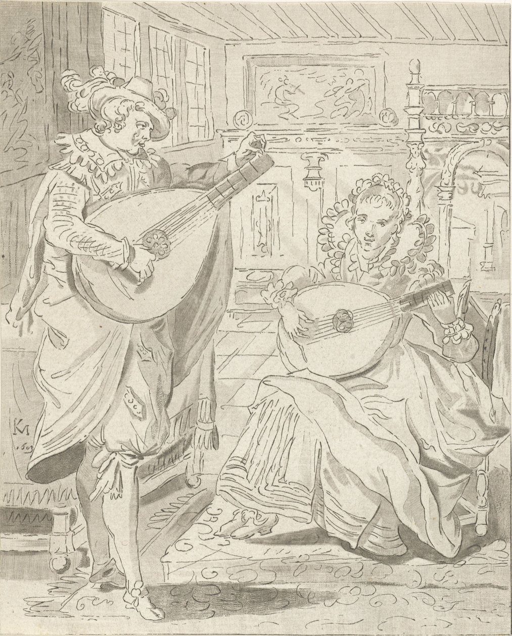 Lantos úriember és hölgy alkotó: Cornelis Ploos van Amstel