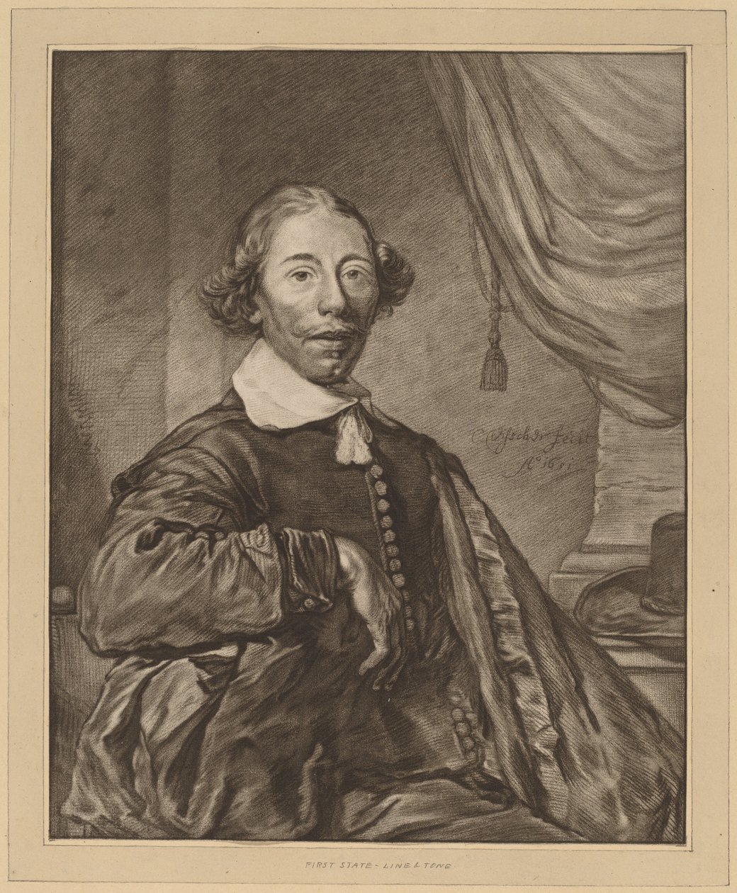 Egy ülő férfi portréja alkotó: Cornelis Ploos van Amstel
