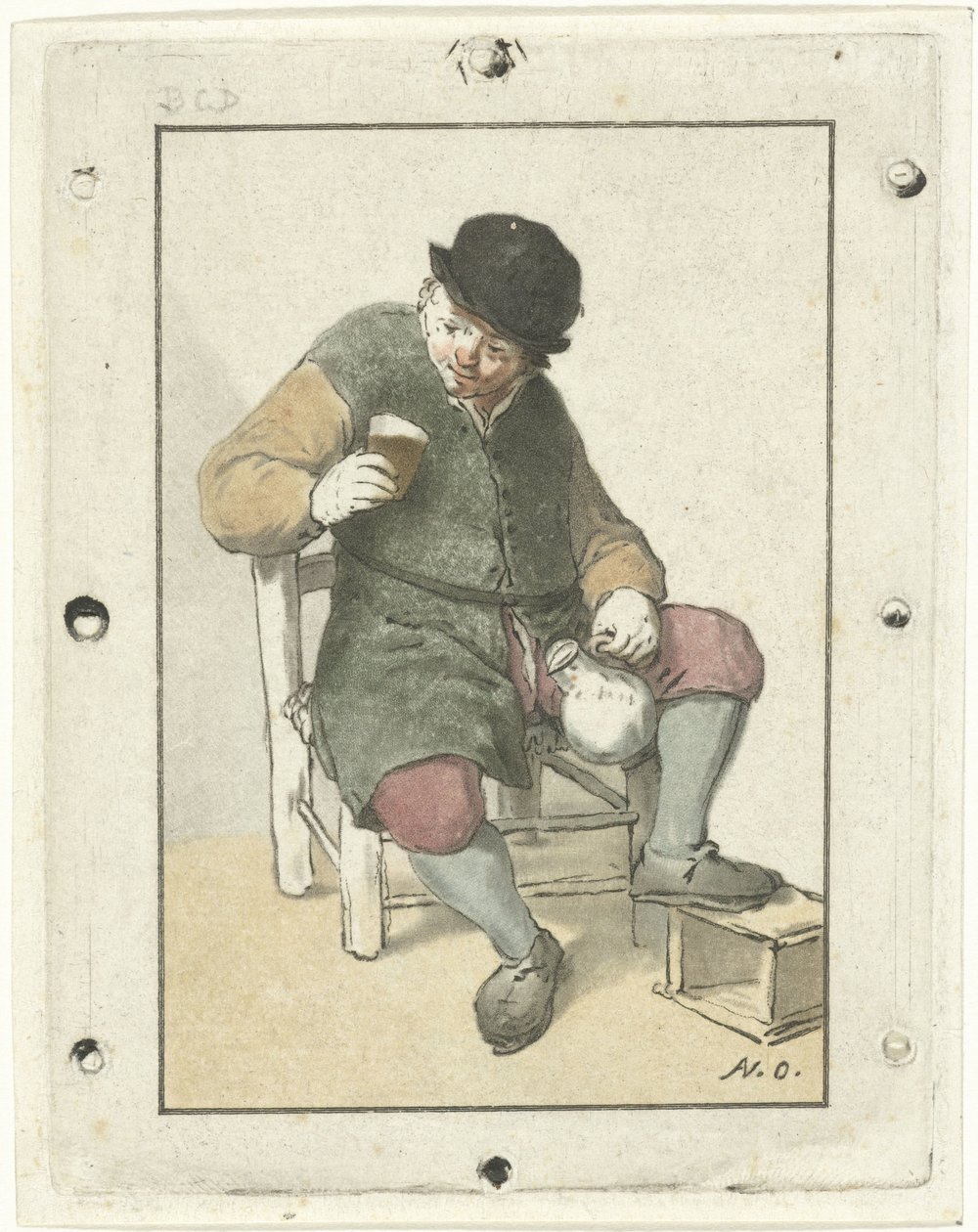 Ülő farmer kancsóval alkotó: Cornelis Ploos van Amstel