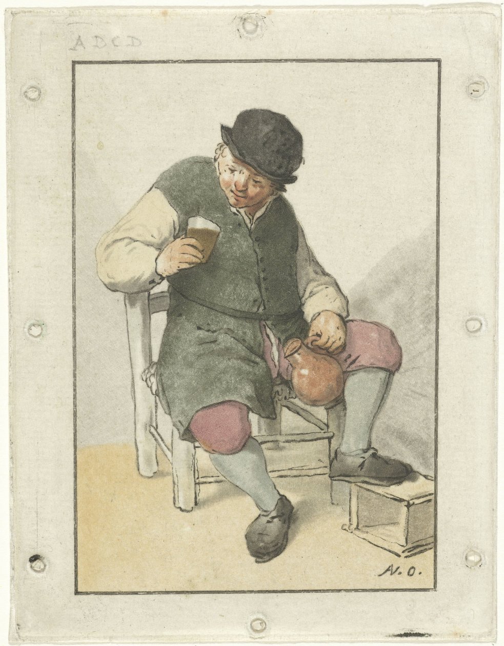 Ülő farmer kancsóval alkotó: Cornelis Ploos van Amstel