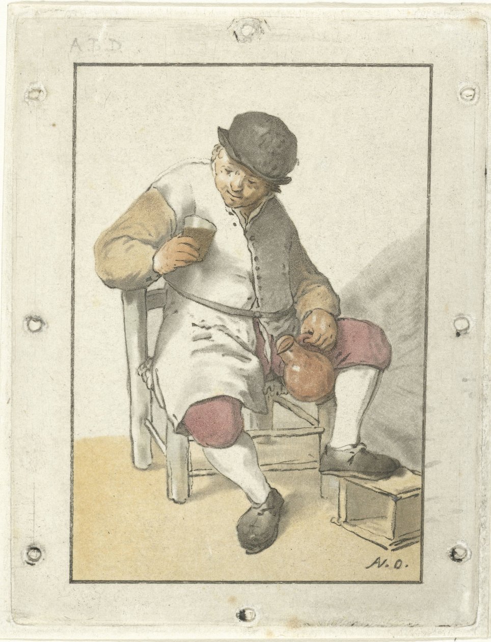 Ülő farmer kancsóval alkotó: Cornelis Ploos van Amstel