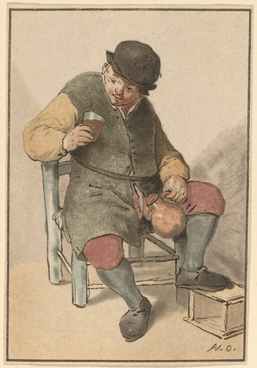 Ülő paraszt kancsóval alkotó: Cornelis Ploos van Amstel after Adriaen