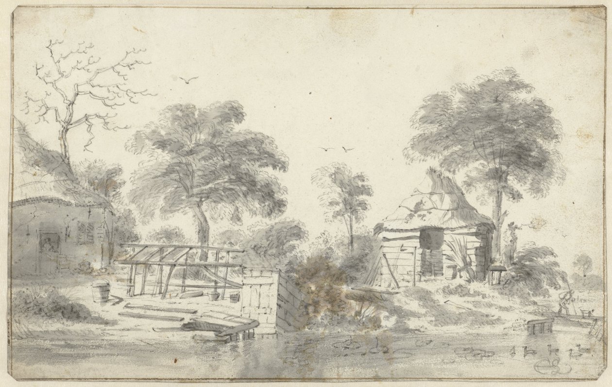 Farm pajtával a vízen alkotó: Cornelis Saftleven