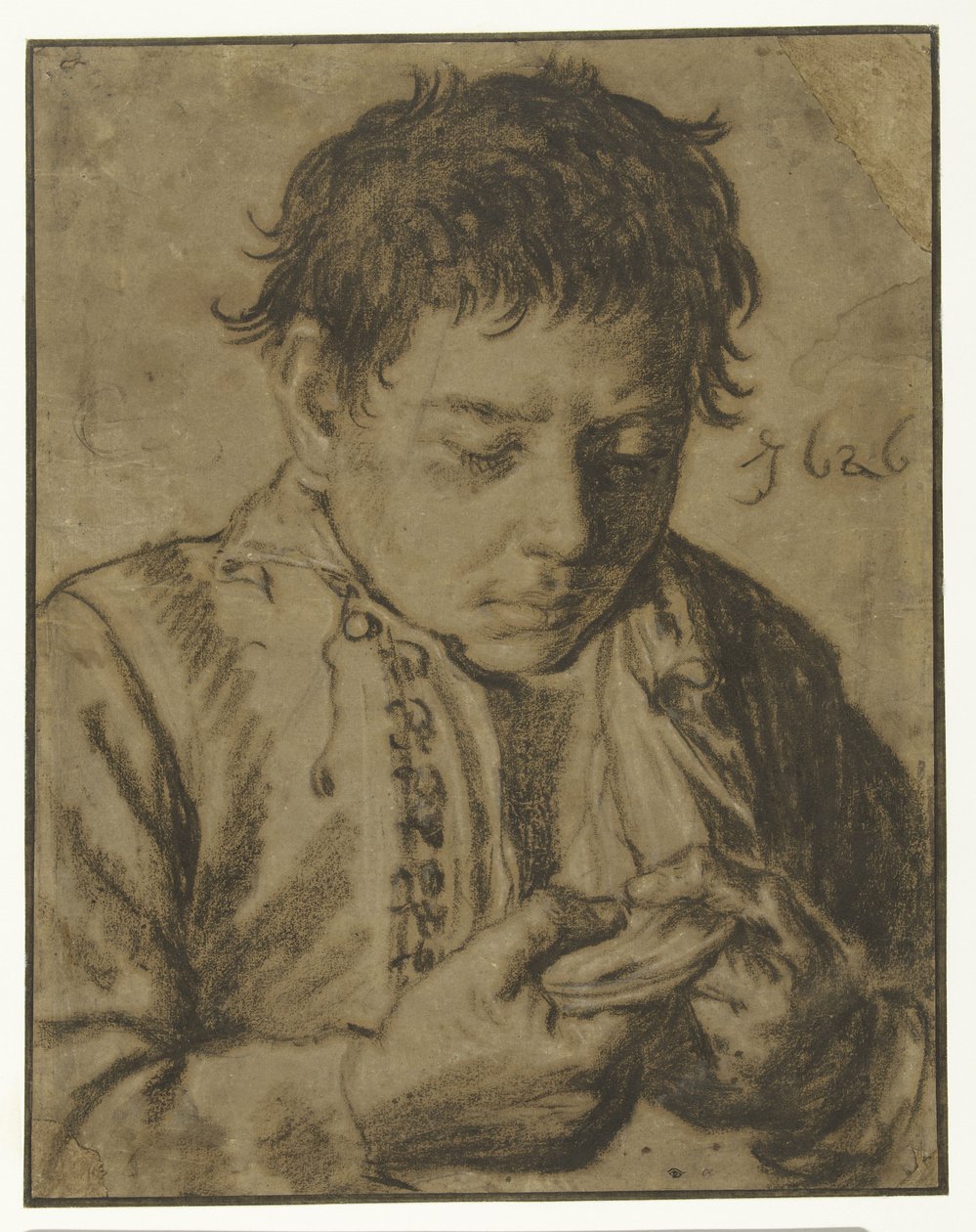 Fiú leszedi a bolhákat, félhosszú alkotó: Cornelis Saftleven