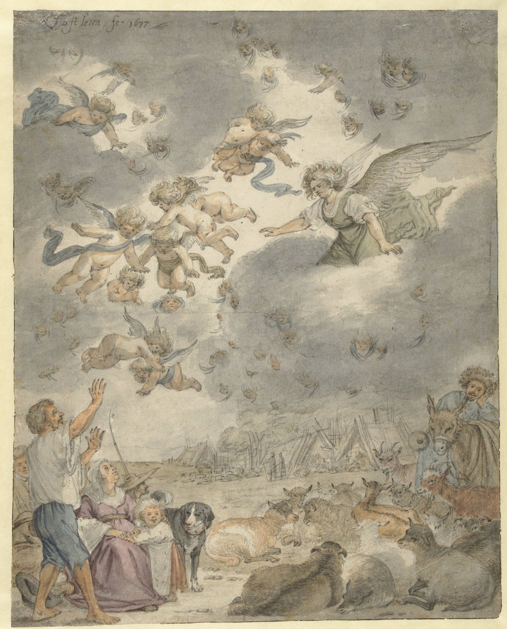 Angyali üdvözlet a pásztoroknak alkotó: Cornelis Saftleven