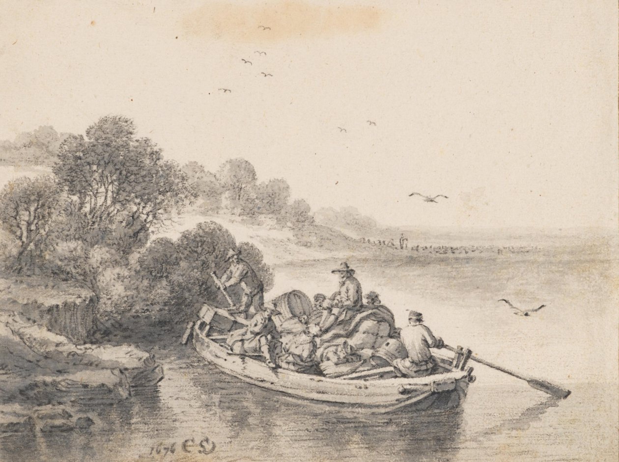 Egy erősen megrakott komp alkotó: Cornelis Saftleven