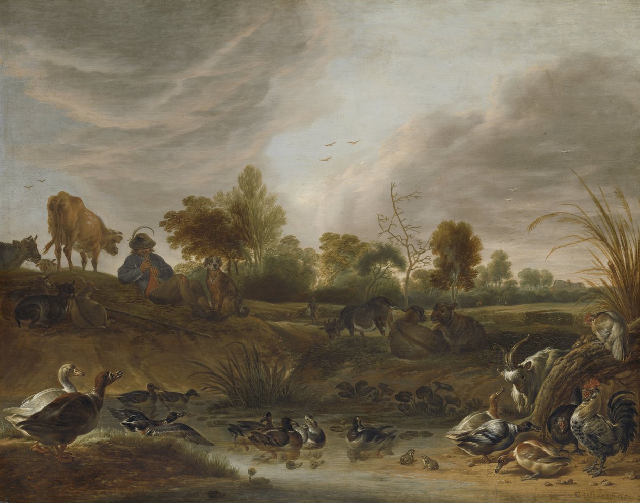 Táj állatokkal alkotó: Cornelis Saftleven