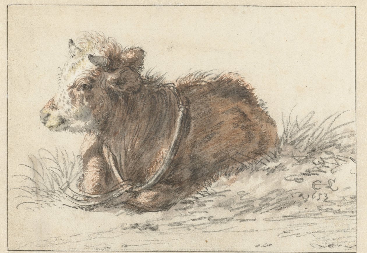 Fekvő borjú, balra alkotó: Cornelis Saftleven