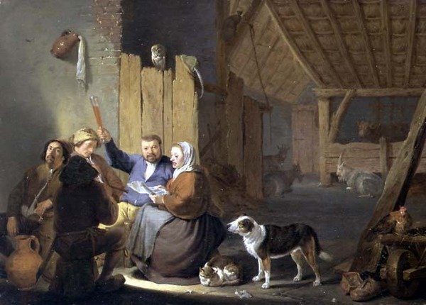 Parasztivás az istállóban, 1634 alkotó: Cornelis Saftleven