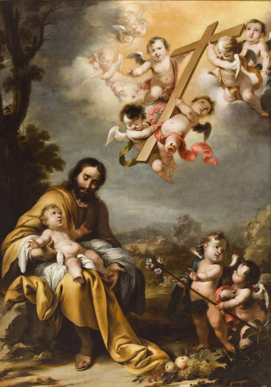 Szent József és a gyermek Krisztus a Szent Kereszt előtt, 1670 körül. alkotó: Cornelis Schut the Younger