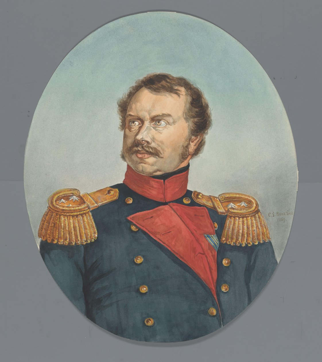 A szász-weimari herceg portréja alkotó: Cornelis Sebille Roos (tekenaar) (signed by artist)