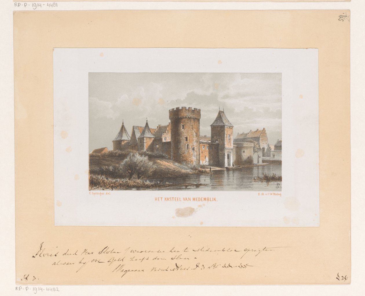 Medemblik kastély Medemblik kastély (cím a tárgyon) alkotó: Cornelis Springer