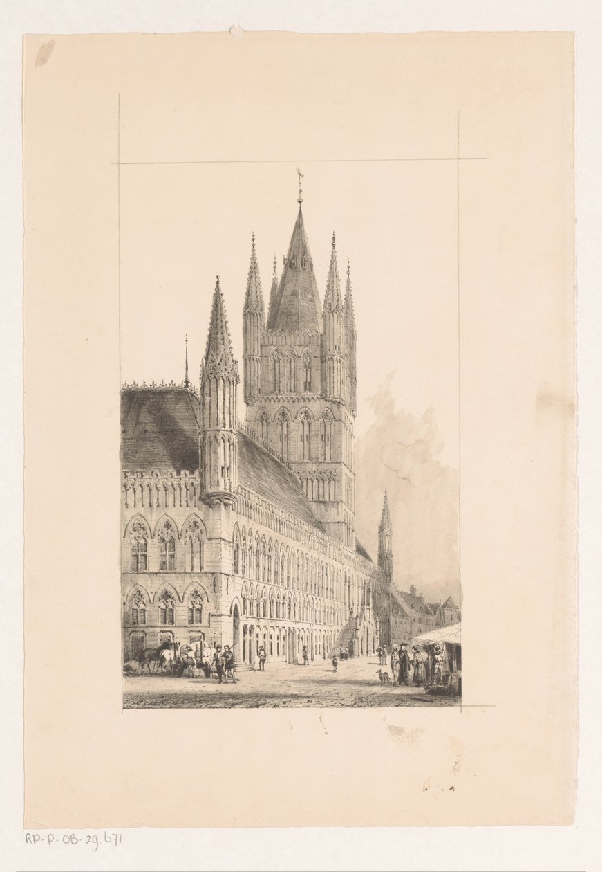 Ypres posztócsarnoka Városháza a tizenharmadik századból alkotó: Cornelis Springer