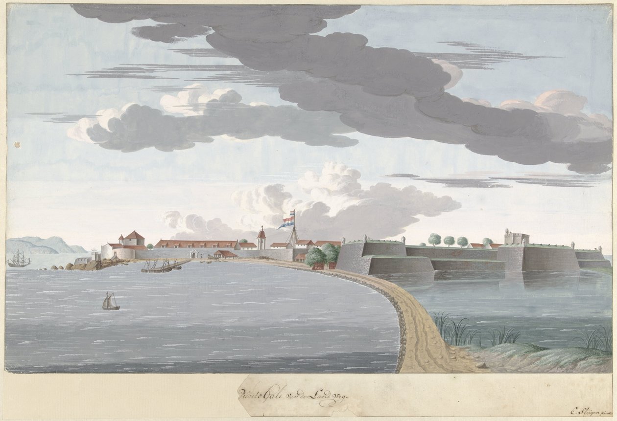 Fort Galle Ceylonban, a szárazföld felől nézve Piento Gale of the Country Road (cím az objektumon) alkotó: Cornelis Steiger