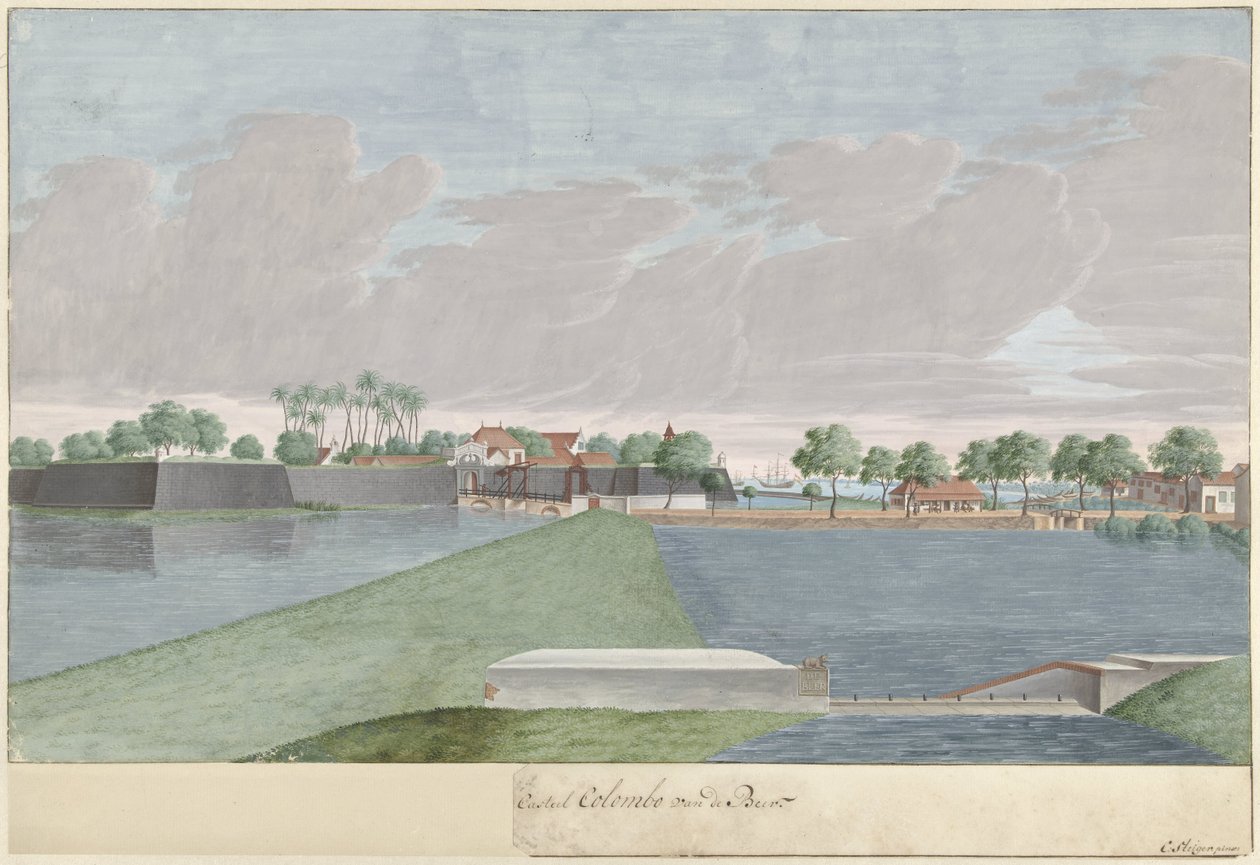 Kilátás Colombóra a De Beer kikötőből (...) Casteel Colombo van de Beer (cím a tárgyon) alkotó: Cornelis Steiger