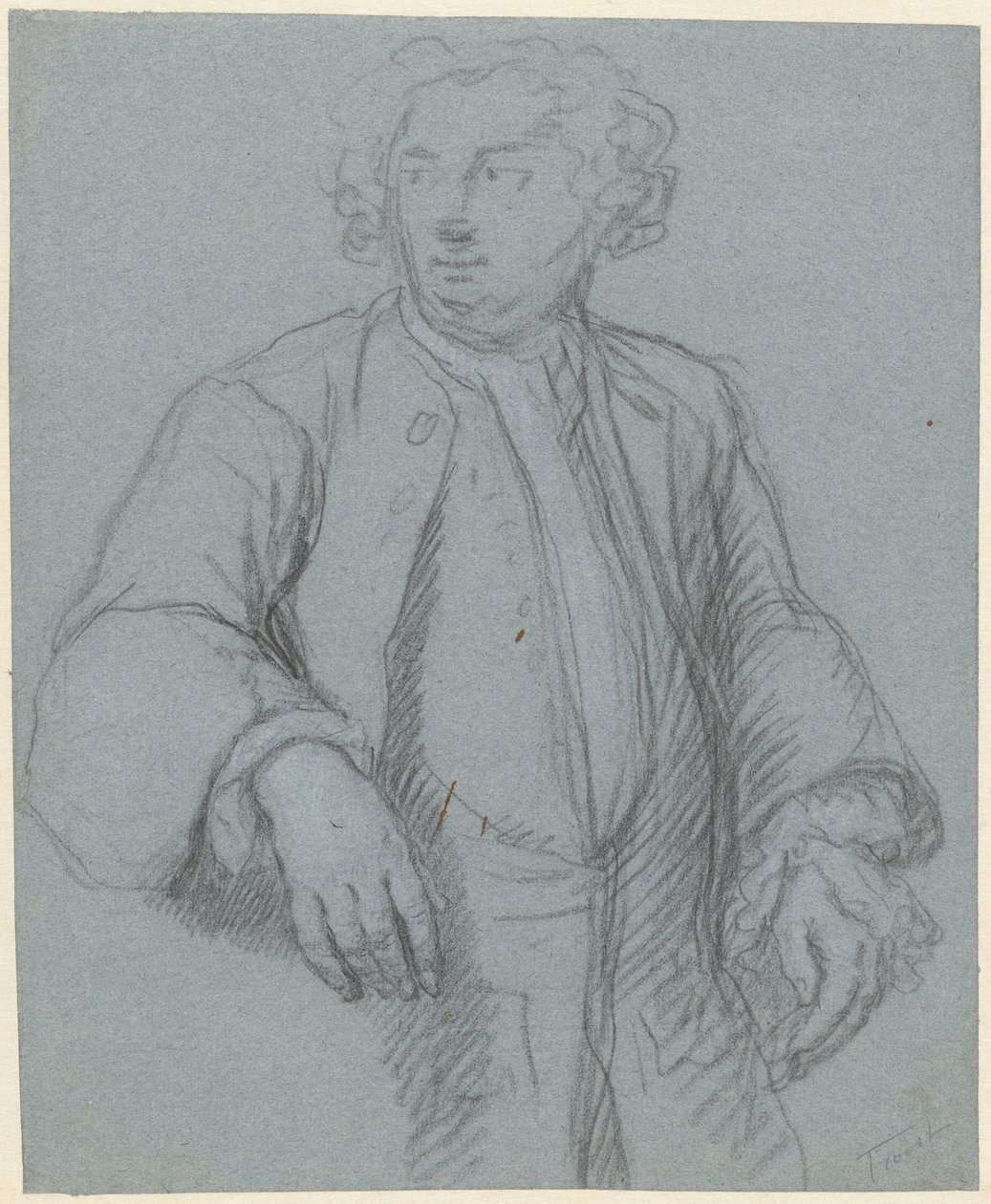 Egy ismeretlen férfi portréja hosszú kabáttal, háromnegyed balra alkotó: Cornelis Troost (attributed to)