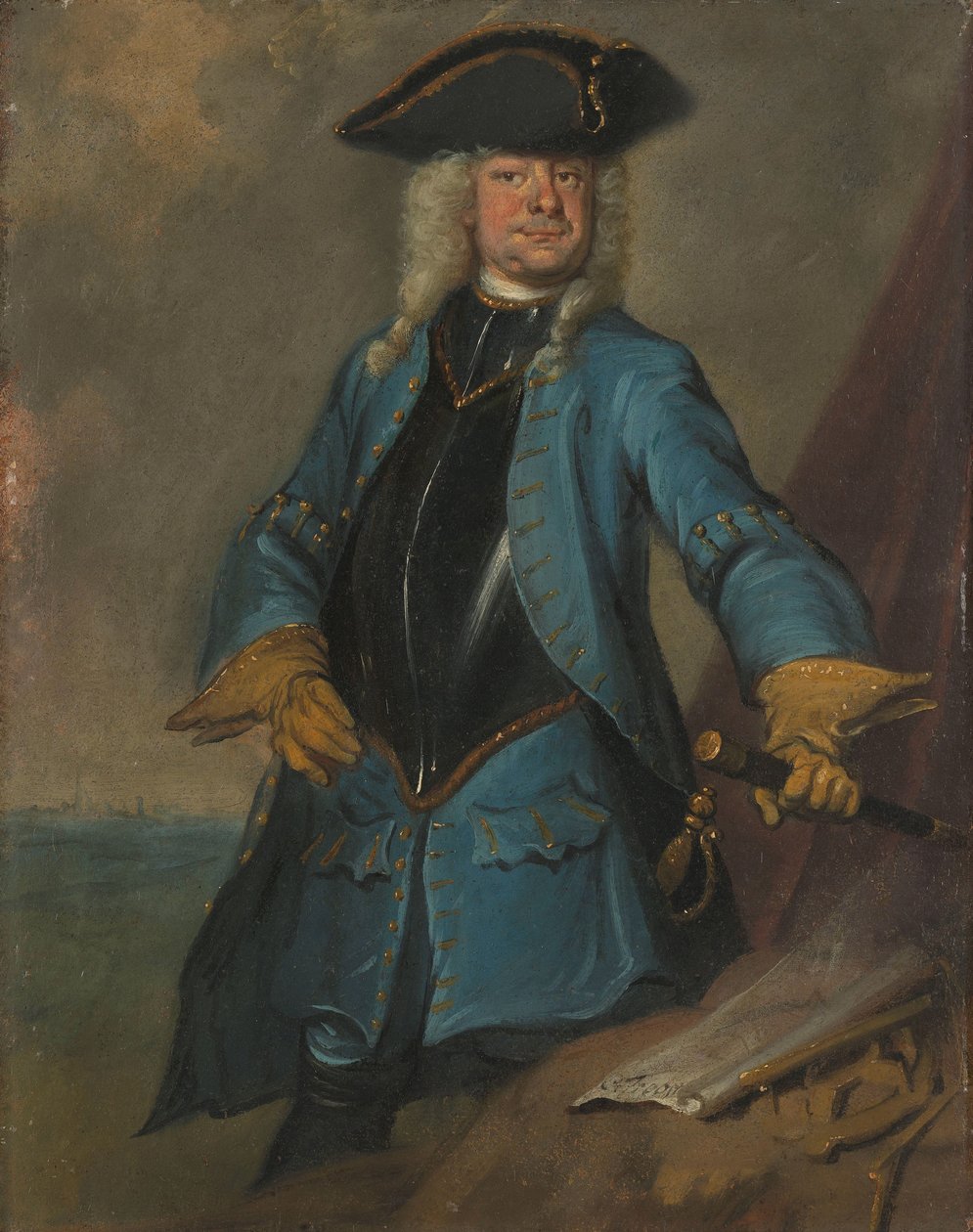 Gerrit Sichterman (1688-1730). A lovasság parancsnoka, az Oranje-Groningen Gyalogezred ezredese, a Grave parancsnoka alkotó: Cornelis Troost (signed by artist)