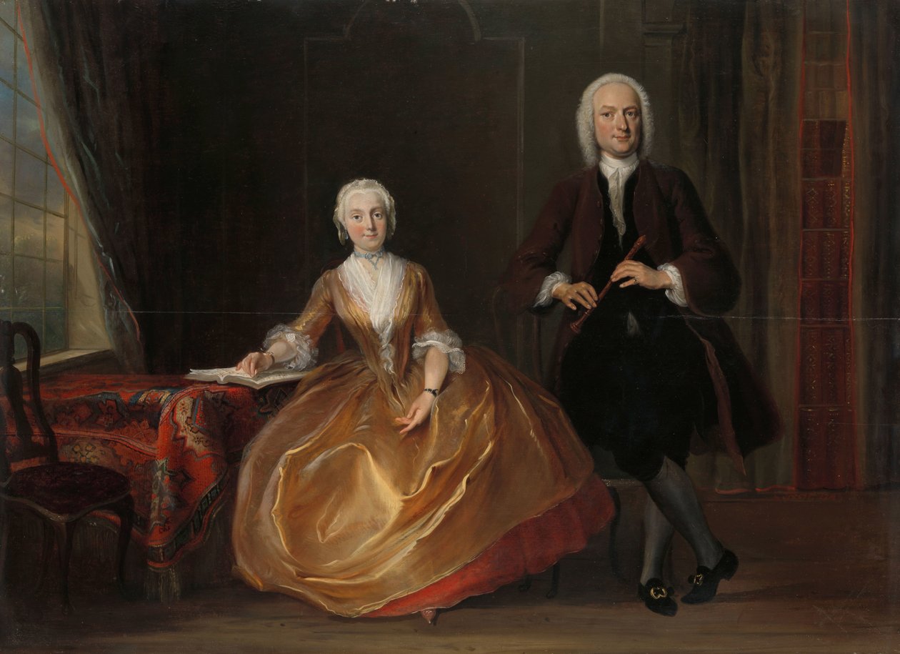 Egy pár zenél Cornelis Troost (1696-1750), olajtábla, 1743 alkotó: Cornelis Troost