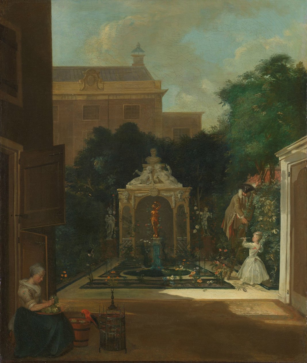 Egy Amszterdam-csatorna házkertje Amszterdam városi kertje alkotó: Cornelis Troost