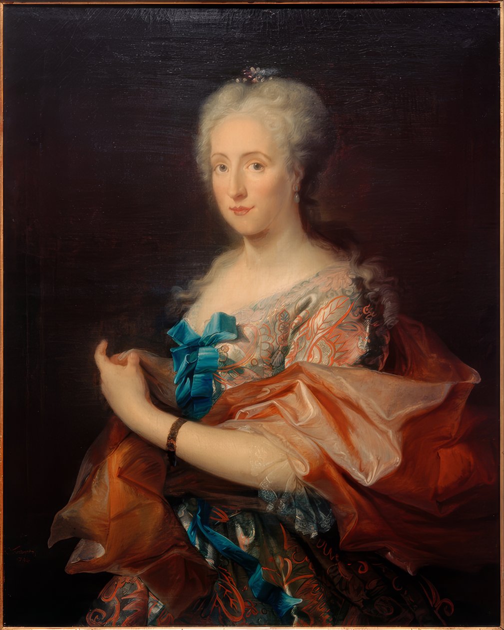 Hölgy portréja, balra háromnegyed hosszban alkotó: Cornelis Troost