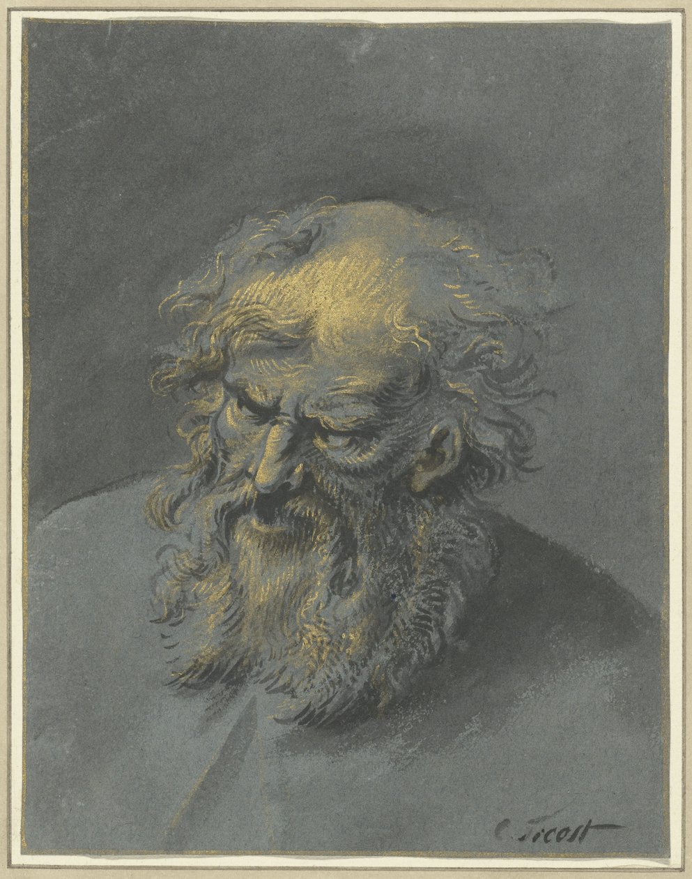 Egy idős szakállas férfi feje (egy apostol vagy filozófus) alkotó: Cornelis Troost