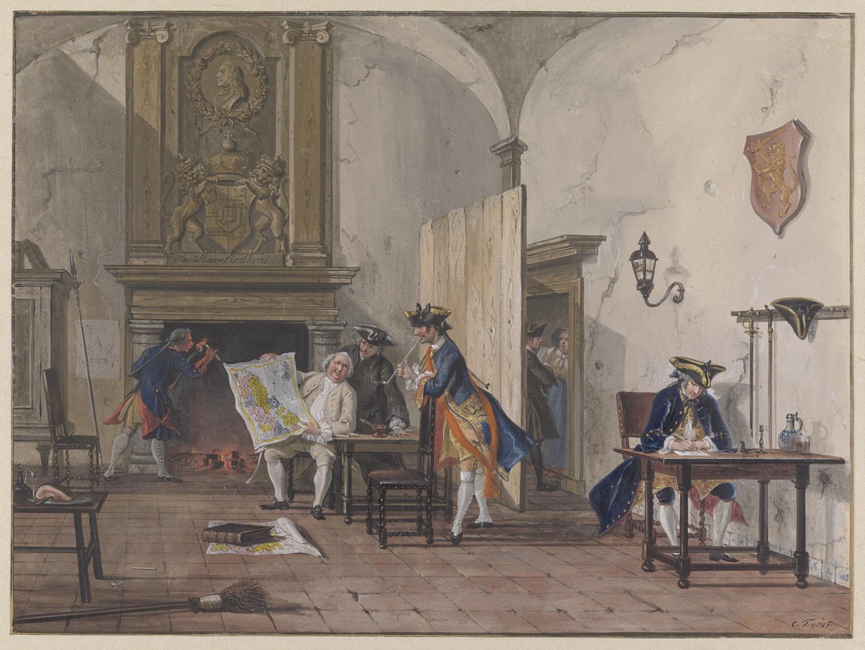 Tisztek egy őrszobában alkotó: Cornelis Troost