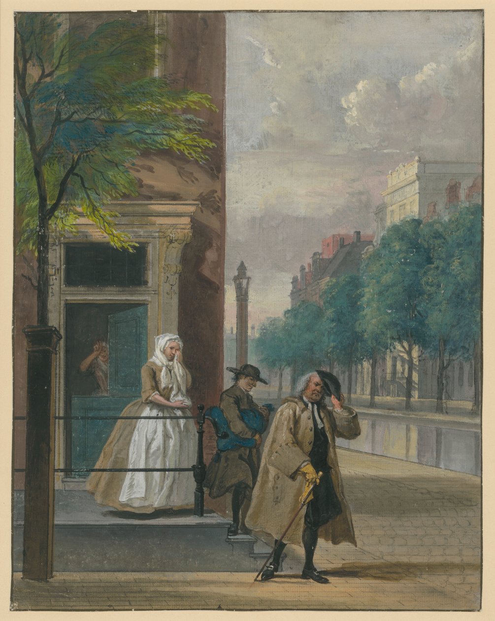 Jelenet egy vígjátékból (Lingelbach „A leleplezett képmutató erény” című műve) alkotó: Cornelis Troost