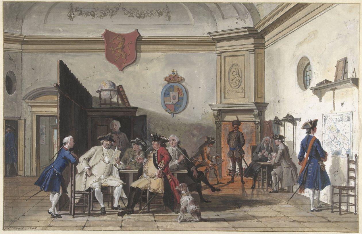 Őrterem olvasással, dohányzással és kártyázással alkotó: Cornelis Troost
