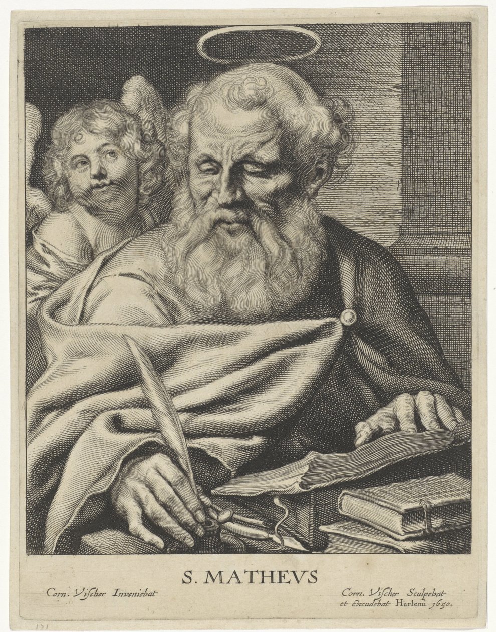 Mattheüs evangélista S. MATHEVS (cím az objektumon) Vier evangelisten (sorozat címe) alkotó: Cornelis Visscher (II)