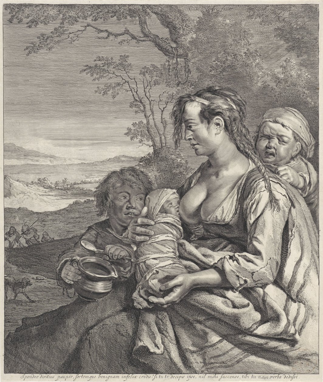 Heidi Ígérem, minél gazdagabb a szegény (...) az általam adott szavak (cím a tárgyon) alkotó: Cornelis Visscher (II)