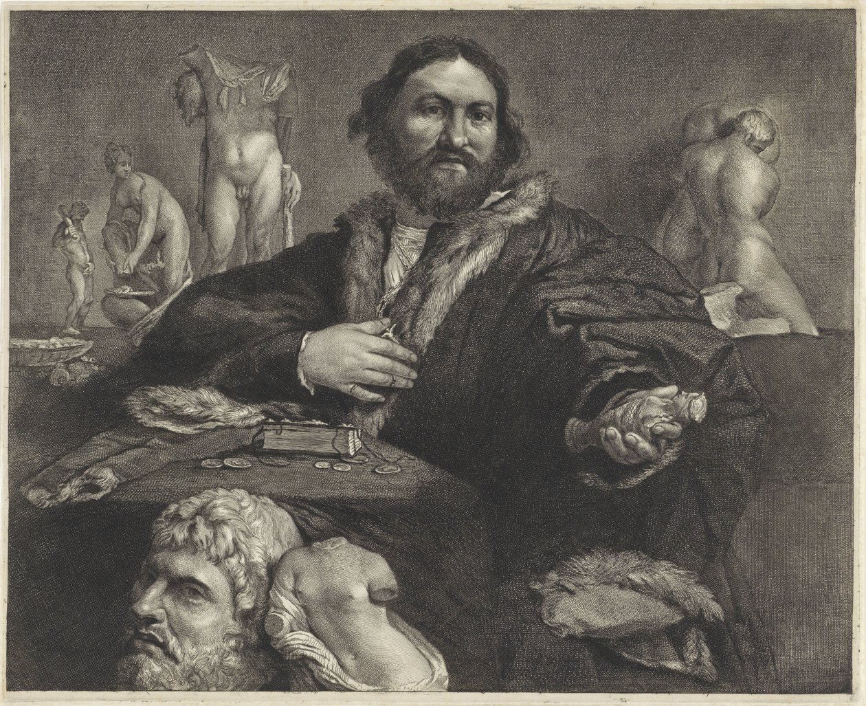 Andrea Odoni gyűjtő portréja Andrea Odoni portréja alkotó: Cornelis Visscher (II)