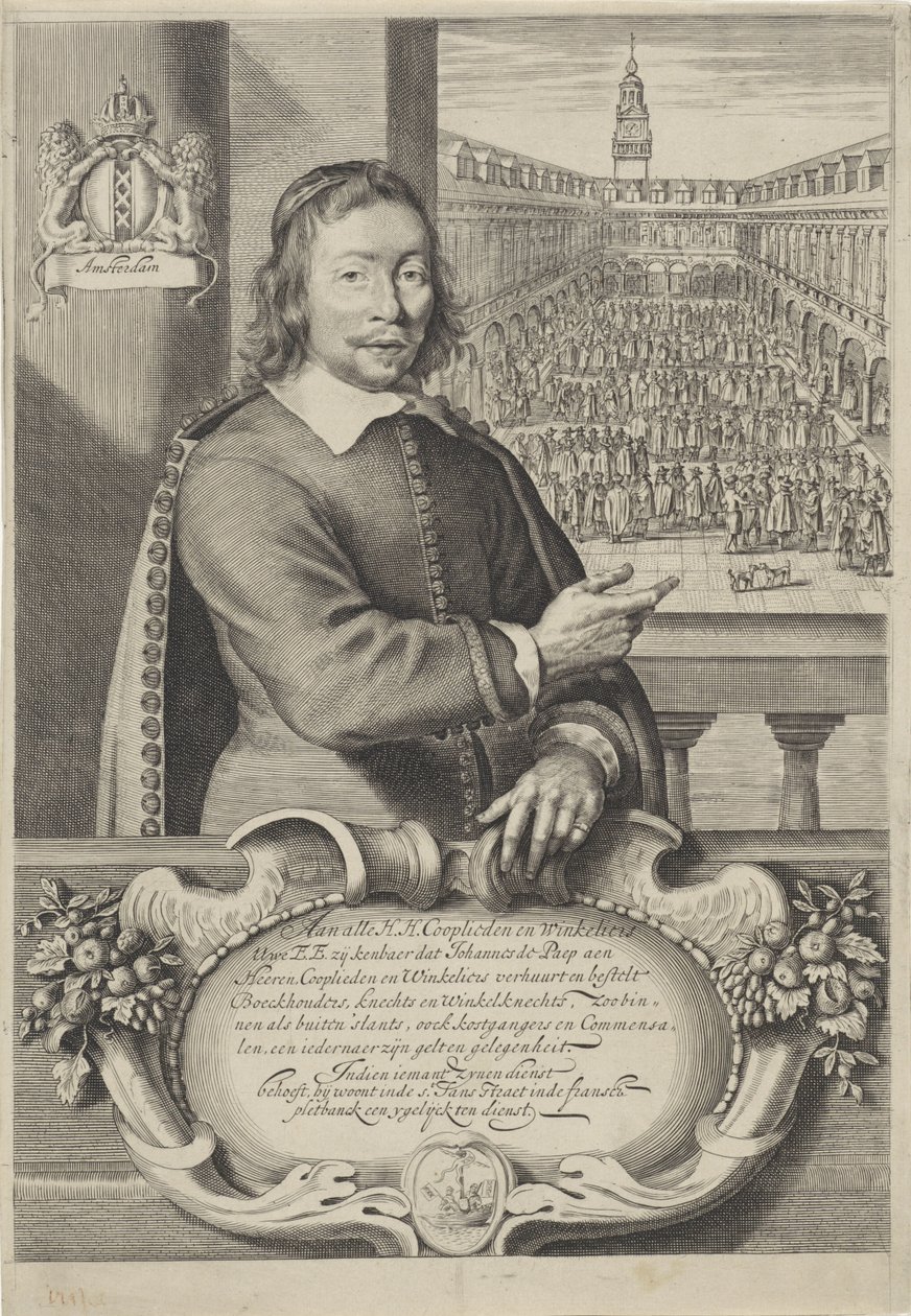 Johannes de Paep névjegykártyája alkotó: Cornelis Visscher (II)