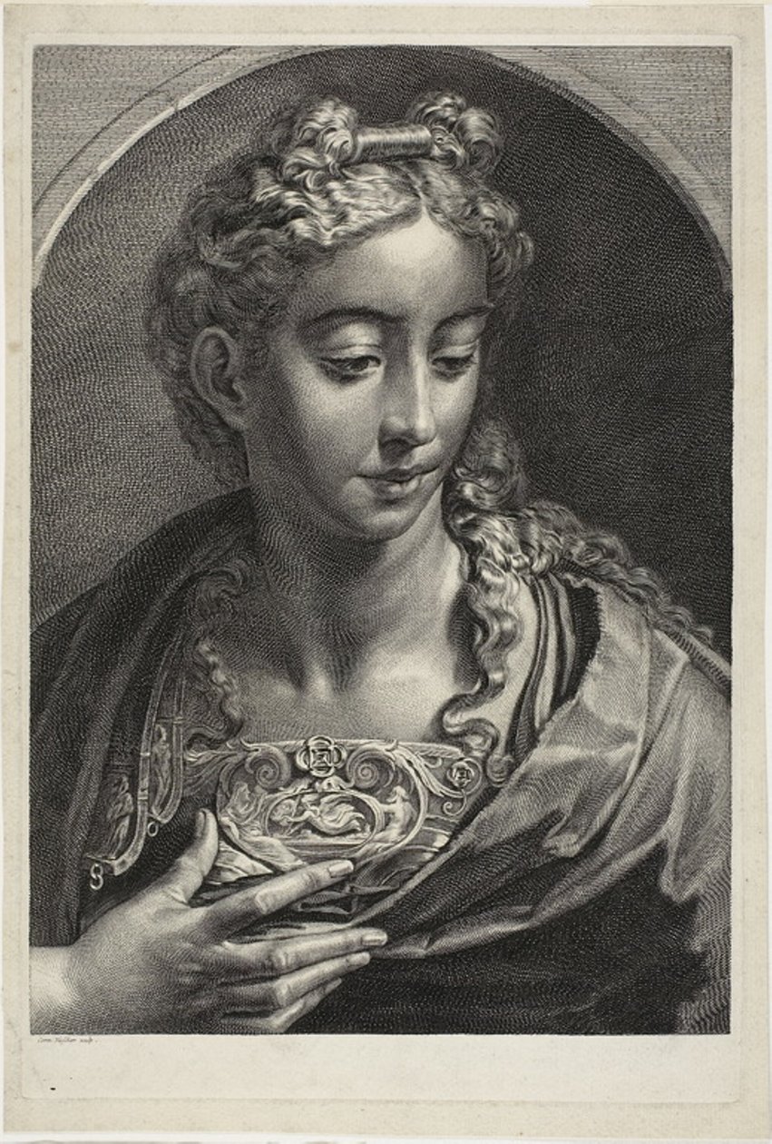 Athena, a Reynst kabinettől; Reynst kabinet: Híres művészek által festett különböző képek metszetei alkotó: Cornelis Visscher