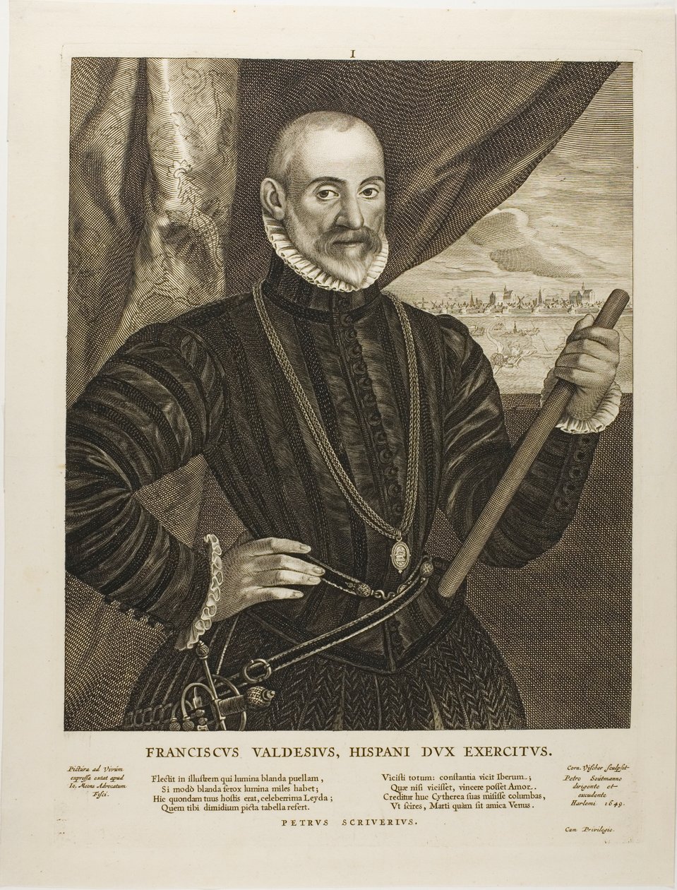 Francisco Valdes, spanyol parancsnok, 1. tábla a Quatuor Personae-ból alkotó: Cornelis Visscher