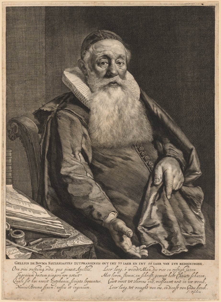 Gellius de Bouma, az evangélium minisztere Zutphenben. alkotó: Cornelis Visscher