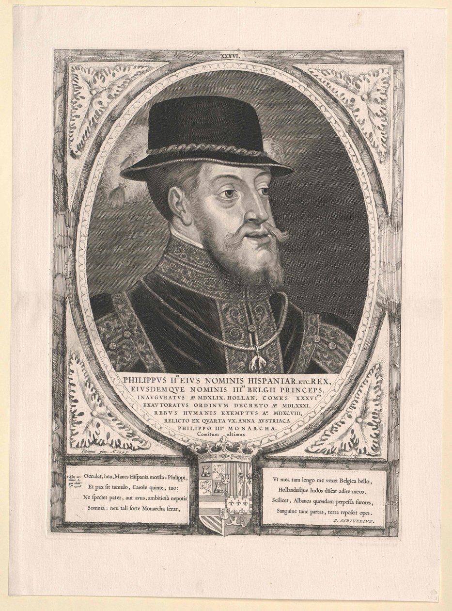 II. Fülöp spanyol király (nyomtatás) alkotó: Cornelis Visscher